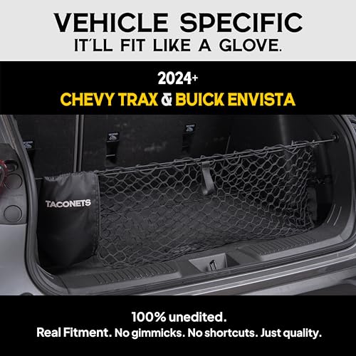 TacoNets Envelope Cargo Net for Chevy Trax/Buick Envista - Fits 2024-Current - Upgraded 5mm Bungee - Integrated Storage Bag - Heavy Duty Hooks - Designed in USA - style: Chevy Trax / Buick Envista 2024+