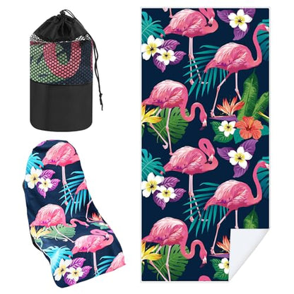 Hahafelt 2 Pack Car Seat Towel Covers with Storage Bag, 63 x 32 Inch Universal Non Slip Waterproof Sweat Protector for Car Truck, Gym Swimming Running, Machine Washable (Flamingos) - style: Flamingos