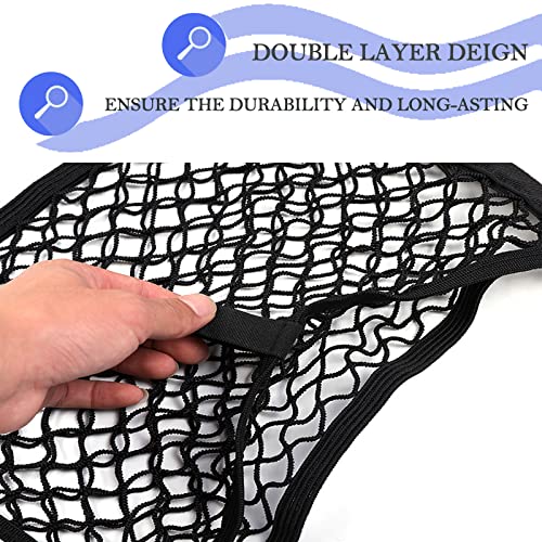 2 Pack Small Cargo Net Pocket Storage Mesh Net Elastic Automotive Cargo Nets Storage Pouch for Car Trunk Net, RV, Boat Storage Mesh Pocket Net with 8 Mounting Screws and Hooks (18 x 9.8 Inches) - size: 18 x 9.8 Inches