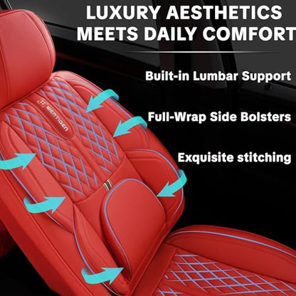 for Nissan Rogue 2008-2026 Car Seat Covers, Red Car Seat Covers, Faux Leather, Full Set of 5 Seats, Waterproof, Anti-Slip, Protect and Upgrade Seats, Beautify the Interior of Old Cars - color: Premium_Red