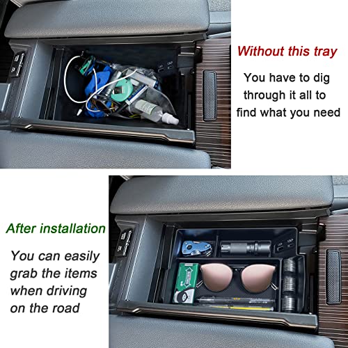 TOPINSTALL Center Console Organizer Compatible with 2021-2026 Toyota Sienna Accessories, Armrest Box Secondary Storage Tray Coin Container ABS Plastic-Black