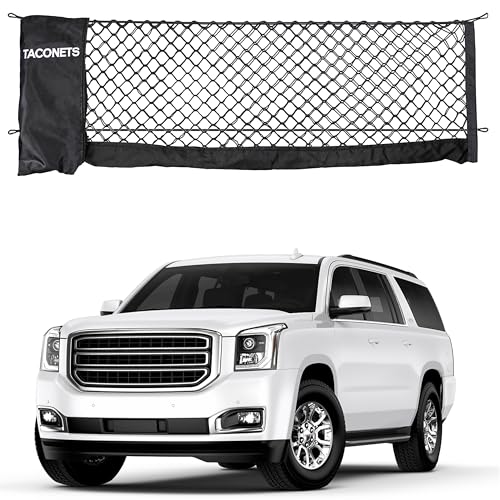 TacoNets Envelope Cargo Net for Suburban | Tahoe | Yukon/XL | Escalade/ESV - Fits 2015-Current - Upgraded 5mm Bungee - Integrated Storage Bag - Heavy Duty Hooks - Designed in USA - style: Chevy Tahoe / GMC Yukon / Cadillac Escalade 2015+