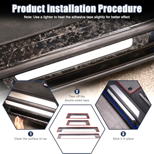 Car Door Sill Protector Guard Trims Compatible with Lamborghini Urus 2018-2023/Urus SE,Real Carbon Fiber Door Sill Guards Protector Kit Cover Car Accessories (Forged Pattern)