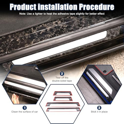 Car Door Sill Protector Guard Trims Compatible with Lamborghini Urus 2018-2023/Urus SE,Real Carbon Fiber Door Sill Guards Protector Kit Cover Car Accessories (Forged Pattern)