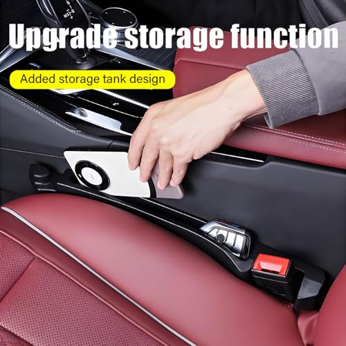 2 Pack Upgrade TPU Universal Dual Car Seat Gap Filler with Hooks, 4 in 1 Black Car Gap Plug Seat Fillers with Hook Odorless for Cars SUV, Console Side Gap Storage Organizer with Charge Cable Hole - color: Black-2PCS with Hook