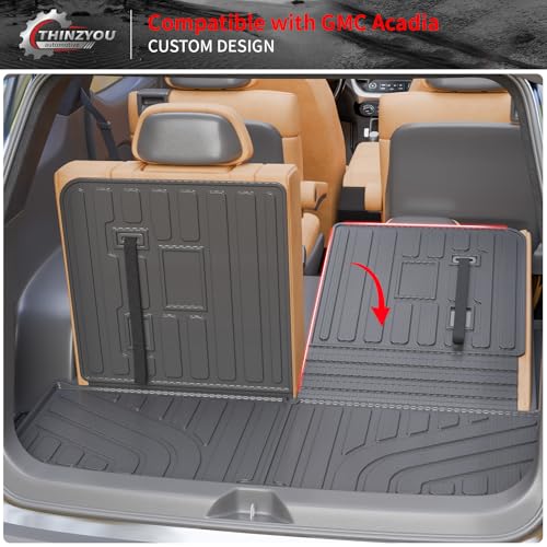 Cargo Mat Compatible with 2017-2023 GMC Acadia 6&7 Seats Cargo Liner Trunk Mat Trunk Liner TPE All Weather Back Seat Cover Protector 2022 Acadia Accessories (Trunk Mat with Backrest Mat) - style: For GMC Acadia | 2017-2023