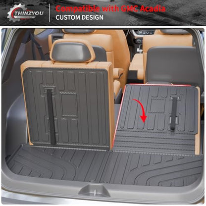 Cargo Mat Compatible with 2017-2023 GMC Acadia 6&7 Seats Cargo Liner Trunk Mat Trunk Liner TPE All Weather Back Seat Cover Protector 2022 Acadia Accessories (Trunk Mat with Backrest Mat) - style: For GMC Acadia | 2017-2023