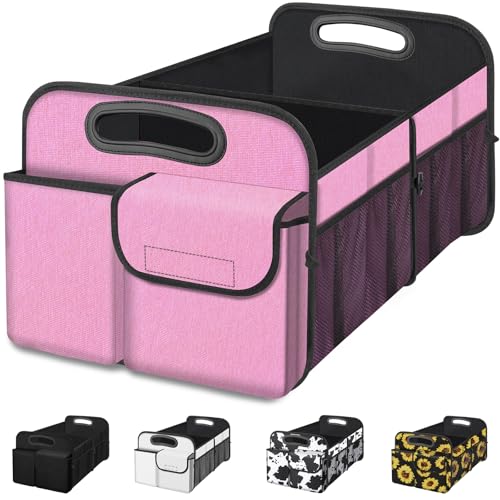 Car Trunk Organizer, Car Storage Organizer with Large Capacity Waterproof Collapsible Trunk Organizer for Car Suv/Jeep/Sedan (Pink, Standard) - color: Pink, size: Standard