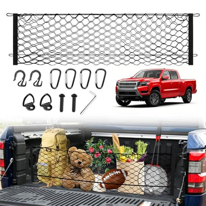 Truck Bed Cargo Net for Nissan Frontier 2022-2025 2026 Accessories, Envelope Style Pickup Truck Bed Cargo Net, Elastic Heavy Duty Nylon Mesh Storage Netting Organizer - size: Nissan Frontier