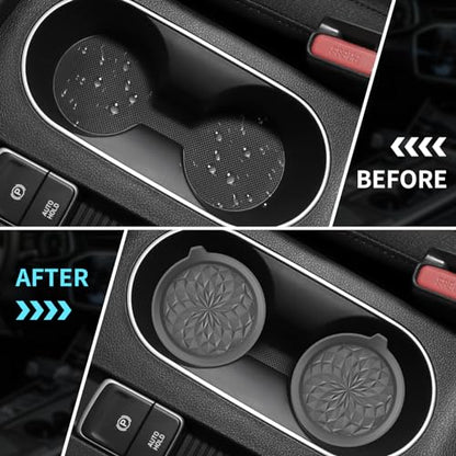 ME.FAN Car Cup Coasters [4 Pack] Silicone Cars Coasters - Universal Non-Slip Recessed Interior Accessories - Cup Holder Inserts Deep Grey - color: 4pack-deep Grey