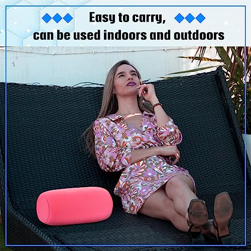 Geelin 2 Pcs Microbead Roll Pillow 11.8 x 6.3 Inch Soft Pillow Bolster Cylindrical Pillow Microbead Pillows for Sleeping Home Travel Neck Head Back Support Rest (Pink, Blue) - color: Pink, Blue