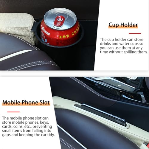 2 Pack Car Seat Gap Filler with Storage Box,Fill the Gap Between Seat and Console,Car Console Gap Filler,Prevent Things from Dropping,Convenient to Storage Keys and Phone(Beige) - color: Beige2