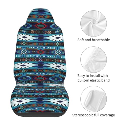 Front Seat Covers for Cars Boho Bohemian Bucket Seat Cover Aztec Saddle Blanket Universal Fit Car Seat Cover Non-Slip Auto Seat Dog Kid Protector Cloth Seats Cushion Van Truck SUV, Western - color: Aztec