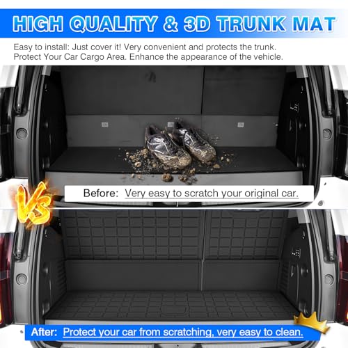 Tahoe Cargo Liner - Trunk Mat for Chevy Chevrolet Tahoe 2015-2020, All Weather Cargo Mat for Tahoe Accessories, Heavy Duty Car Mats, Car Accessories