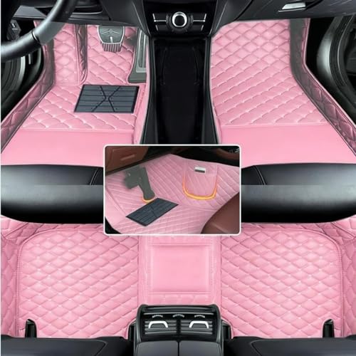 Custom Floor Mats for Audi A1, A3, A4, A5, A6, A7, A8,TT, TTS, Q2, Q3, Q5, Q7, Q8,RS3 RSQ8 S3 S4 S5 S6 S7 S8 e-tron, Q4 e-tron,All Weather Waterproof Luxury Leather (Pink) - color: Pink