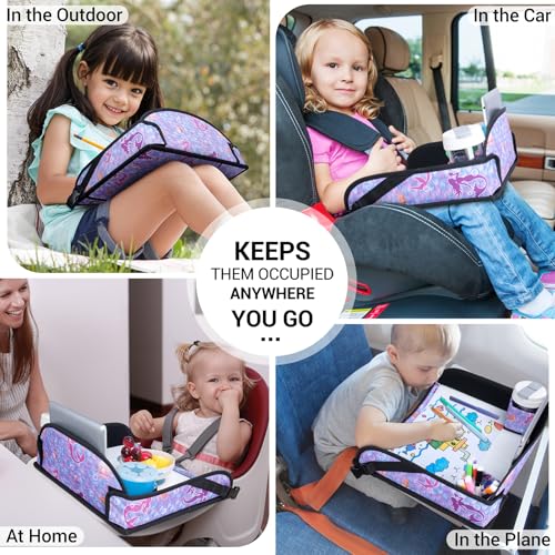 COOLBEBE Kids Travel Tray for Toddler Car Seat, Travel Tray for Airplane, Toddler Car Seat Lap Tray, Carseat Table Tray for Kids Travel Activities (Mermaid - color: Mermaid