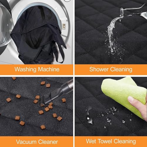 GXT Dog Back Seat Cover Protector for Cars SUV and Trucks with Mesh Window, Scratchproof Nonslip and Waterproof Material - color: Black/Orange, style: Seat Cover Only