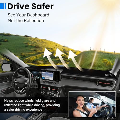 Dash Cover Mat Compatible with Ford Maverick 2022-2025 Car Interior Dashboard Cover Mat Nonslip Dashmat Sunshade Glare UV Rays Protector Accessories Custom Fit - size: Compatible with Maverick 2022-2025