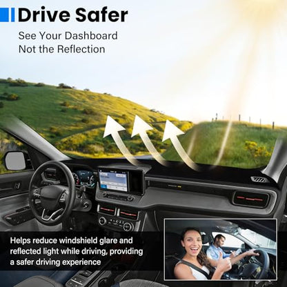 Dash Cover Mat Compatible with Ford Maverick 2022-2025 Car Interior Dashboard Cover Mat Nonslip Dashmat Sunshade Glare UV Rays Protector Accessories Custom Fit - size: Compatible with Maverick 2022-2025