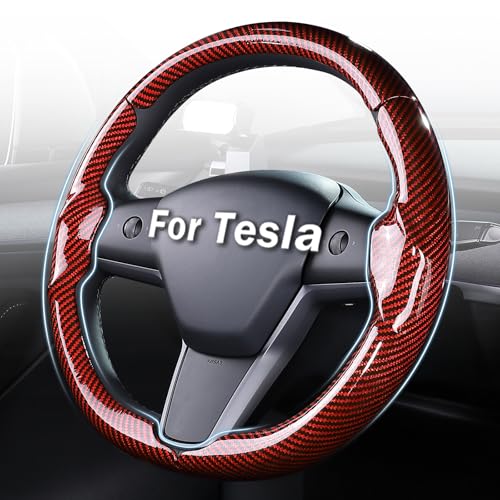 Steering Wheel Cover for Tesla Model 3 (2017-2023) / Model Y (2020-2024),Anti-Slip,Comfortable Grip, Breathable,Customized for Tesla Model 3/Y Accessories,Bright Red - color: Bright Red, size: For Model 3 (2017-2023) / Model Y (2020-2024)