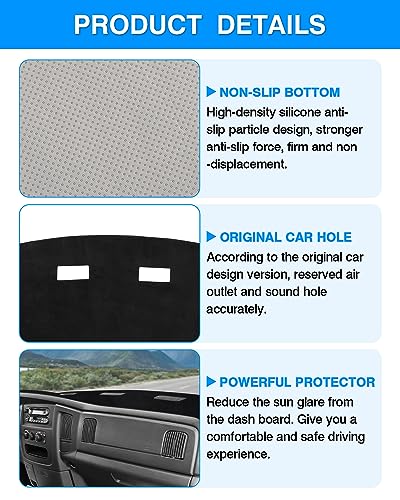 Autorder Dashboard Cover Mat for 2002-2005 Dodge Ram 1500 & 2003-2005 2500/3500 Accessories Dash Cover Flannel Dash Mat Sunshade Glare UV Rays Protector - size: 2002-2005 Dodge Ram
