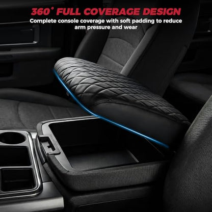 FREESOO Center Console Cover for 2009-2018 Dodge Ram 1500 2500 3500, Armrest Cushion Pad, Waterproof Faux Leather, Easy to Clean, Non-Slip & Anti-Scratch, Bucket Seat Only - size: 2009-2018 Ram Bucket Seat Console