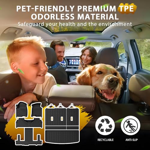Floor Mats for 2021-2025 2026 Chevrolet Chevy Tahoe/GMC Yukon 7 Passenger Car Mats, All Weather TPE Custom Cargo Liner Seat Back Covers Protectors Full Set Car Accessories (Not for Yukon XL) - size: 2)Chevy Tahoe/GMC Yukon 7Seater｜21-26｜Full Set