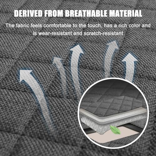 Car Back Seat Cover, Breathable Waterproof Vehicle Rear Bench Protector with Storage Pocket, Comfortable Automotive Back Seat Cushion Pad, Universal for SUV RV Truck (Gray)