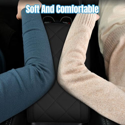 Hovom Car Center Console Armrest Pillow, 12.6"×7.87"×1.97" Leather Arm Rest Cover for Cars, Soft Comfortable Auto Armrest Cushion Pad, Vehicle Middle Console Cover, Car Accessories (Black) - color: Black
