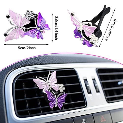 4 Pieces Car Aromatherapy Vent Clips Dual Butterfly Car Air Vent Freshener Perfume Clip Aroma Diffuser Decoration (Pink, Purple)