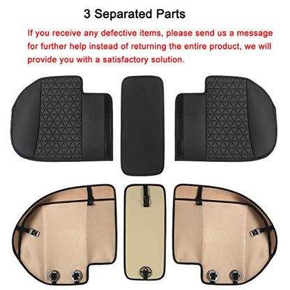Black Panther Luxury PU Leather Rear Car Seat Cover Adjustable Length (49-55'') Back Seat Protector Fits 90% Vehicles (Sedan SUV Truck), for Seat Bottom Only, Triangle Quilting Design, Black - color: Rear Black