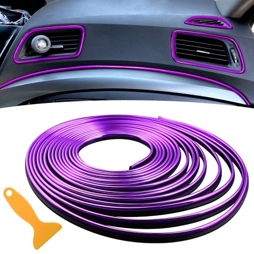 Spurtar Car Interior Trim Strip – Purple Interior Decorative Molding Line, Aesthetic Auto Accessories for Women & Men, Universal Car Mods Trim for Dashboard & Air Vent, 16.4ft / 5M - color: Glossy Purple Metallic, size: 16.4 ft / 5 m