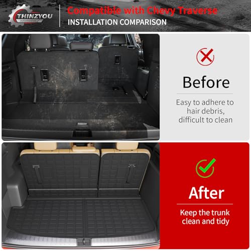 Floor Mats Compatible with 2018-2023 (Fit 2024 Traverse Limited) Chevrolet Traverse Cargo Liner Mat Back Seat Cover 7 Seat 2023 Chevy Traverse Accessories (Trunk Mat+Backrest Mats+Floor Mats) - style: For Chevrolet Traverse 7-Seater | 2018-2023