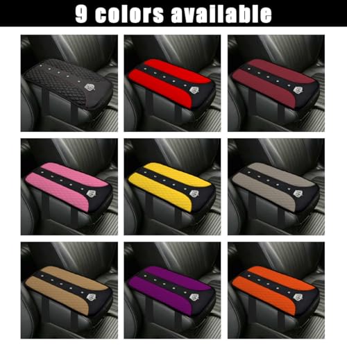 Bling Crown Car Center Console Mats, Anti-Slip and Waterproof Crystal Car Armrest Pad Protector, Universal Rustproof Armrest Decor Cushion for Cars & SUVs, Car Accessories (Orange) - color: Orange