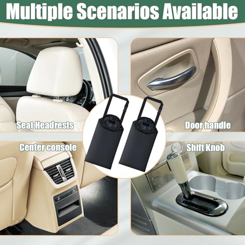 2 PCS Car Trash Bags, Car Accessories Washable Garbage Bag Hanging, Detachable Trash Can with Top Elastic Vent & Sticky Strap Bottom Opening, Seat Back Tash Bag for Cars,Travelling,Outdoor
