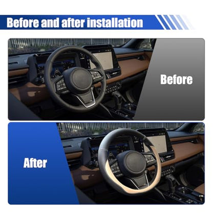 14.5"-15" Car Steering Wheel Cover, Anti-Slip Breathable Microfiber Leather Car Wheel Protector, Universal Auto Interior Heat Resistant UV Protection Accessory for Sedan SUV (Beige-15)