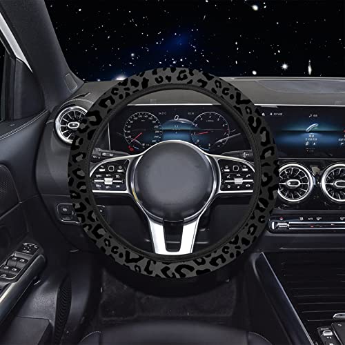 10 Pieces Leopard Print Car Steering Wheel Cover Center Console Armrest Pad Headrest Seat Belt Cover Handbrake Cover Keychain Coaster Full Set Car SUV(Leopard Print) - color: Leopard Print