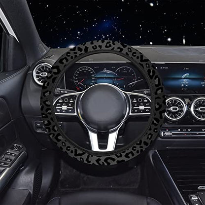 10 Pieces Leopard Print Car Steering Wheel Cover Center Console Armrest Pad Headrest Seat Belt Cover Handbrake Cover Keychain Coaster Full Set Car SUV(Leopard Print) - color: Leopard Print