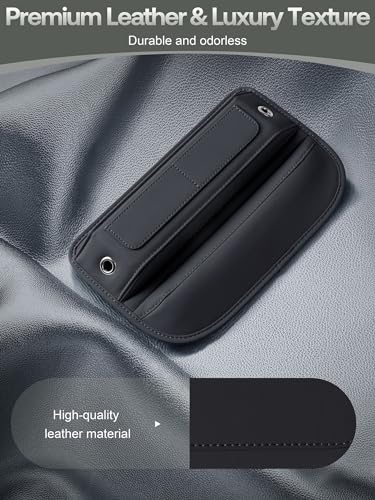 Universal Fit Premium Leather Car Seat Gap Filler Organizer, Center Console Organizer with Card Slots, Clever Gifts for Car SUV Truck Owners (Black, 2 Pack) - color: 02 Black, 2 Pack