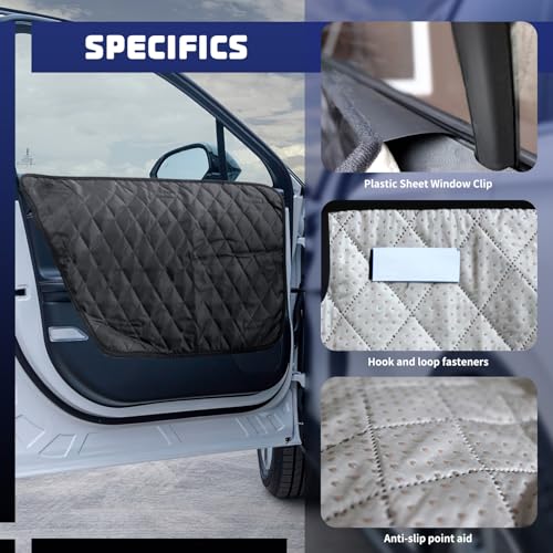 Yitexin 1 Pair Car Door Protector for Dogs, Waterproof & Anti-Slip Pet Car Door Covers, Black Vehicle Dog Car Window Protector Scratch Guard Accessories from Scratching (Oxford & PP)