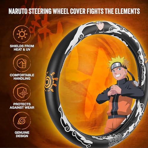 Naruto Shippuden Car Steering Wheel Cover, 15 Inch Anime Steering Wheel Cover, Cushioned Soft Comfortable Cover Anime Car Accessories for Men Women, Kirigakure - color: Naruto Kirigakure