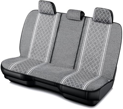 Road Comforts Baja Bench Seat Covers Grey Diamond Rear Blanket Seat Covers - Jacquard Fabric, Airbag Compatible, Universal Fits Car, Truck, SUV, and Vans - color: Rear Seat Gray