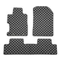 IKON MOTORSPORTS Loop Pile Tufted Car Floor Mats, Compatible with 2006-2011 Honda Civic All Models, Checkered Grey Black Plaid, All Weather Anti-Slip 3PCS Set Car Protector Carpets