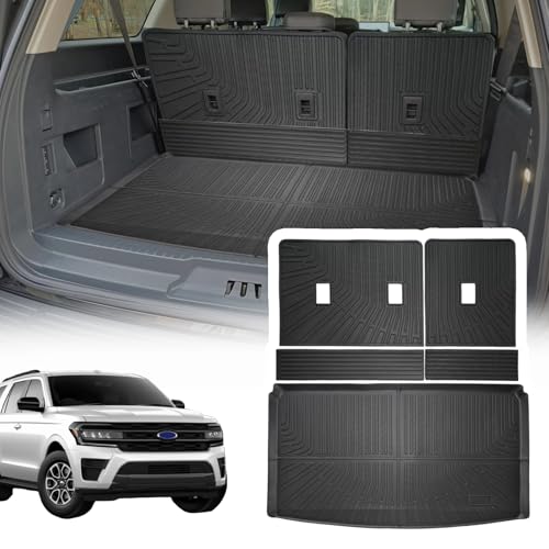 Cargo Liner Compatible with 2018-2024 Ford Expedition MAX/Lincoln Navigator L Trunk Mat Cargo Mat Back Seat Cover Protector(Backrest Mats+Trunk Mat)