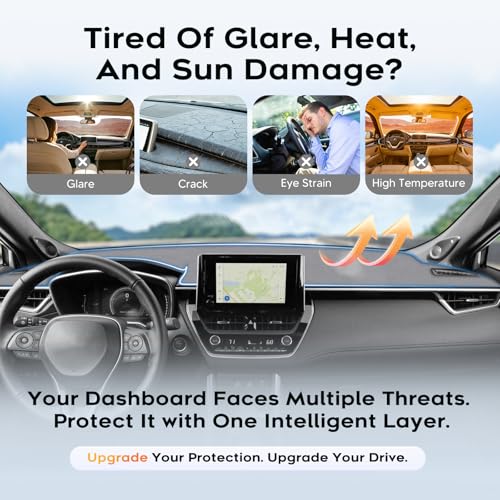 Upgraded Gray Dashboard Cover for 2019-2026 Toyota Corolla Accessories,Dash Cover Mat Carpet Sunshade Pad UV Protection Anti-Glare Non-Slip