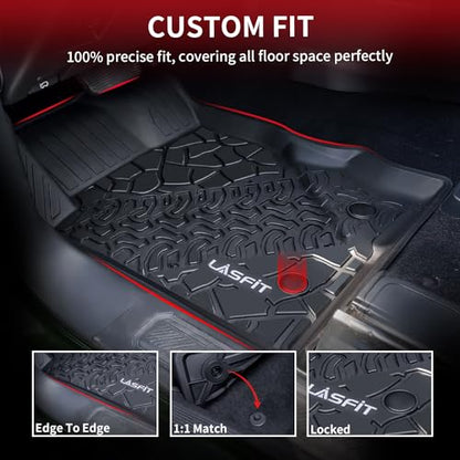 LASFIT Floor Mats & Cargo Liner for Ford Bronco 4-Door Carpet Floor Only 2026 2025 2024 2023 2022 2021 All Weather TPE SUV Trunk Mat Custom Fit Cargo Area Mat, 1st+2nd Row+Trunk Liner Full Set - style: 4) Bronco 4-door| 21-25 | Combo Set Carpet Floor