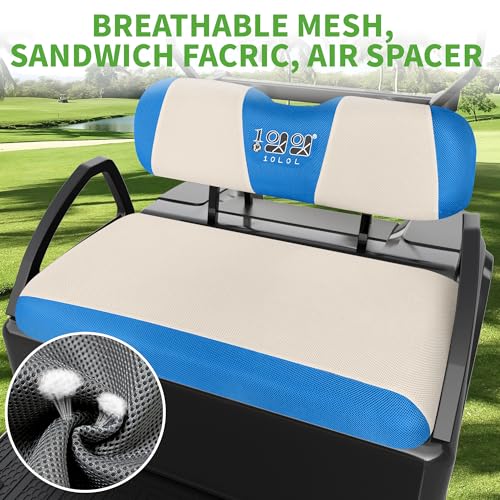 10L0L Golf Cart Seat Covers, Super Comfort Cooler Than Vinyl Seat Cover, Front and Rear Seat Cover for Yamaha EZGO Club Car, No Drilling Breathable Mesh Bench Seat Blanket, Machine Washable
