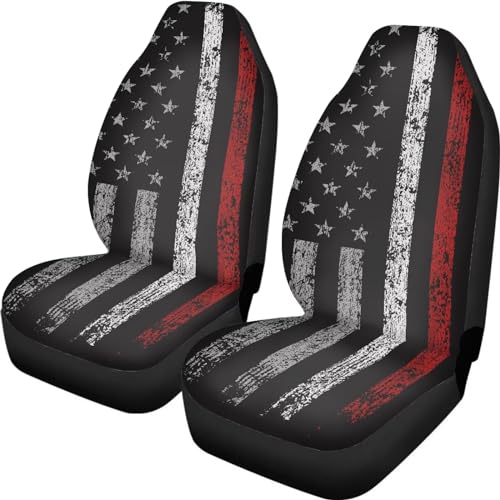 American Flad Print Automotive Seat Cover Red Car Front Seat Cover for Patriotic 4th of July Car Seat Cushion Protector Easy to Install Clean - color: American Flad Red