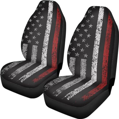American Flad Print Automotive Seat Cover Red Car Front Seat Cover for Patriotic 4th of July Car Seat Cushion Protector Easy to Install Clean - color: American Flad Red