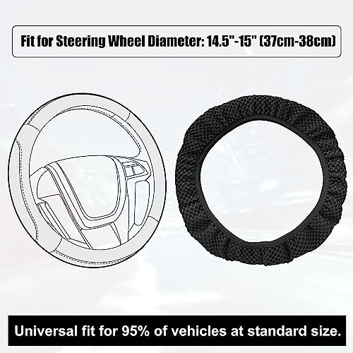 X AUTOHAUX Steering Wheel Cover Universal Elastic Stretch Antislip Breathable Microfiber Ice Silk Interior Trim Wheel Protector for Car Truck SUV Black - color: Black